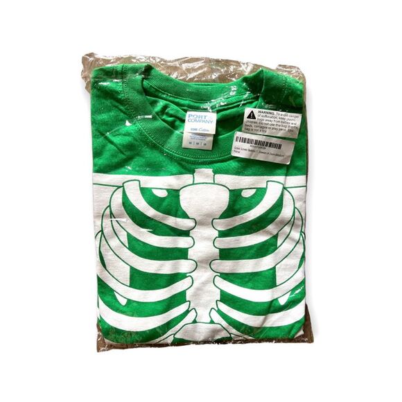 New Unisex Green Screen Skeleton Halloween Graphic Tee Shirt - Sz M - Picture 4 of 4